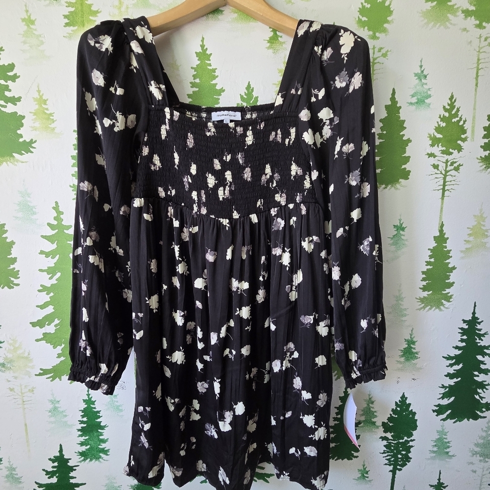 Motherhood Long Sleeve Smocked Babydoll Dress